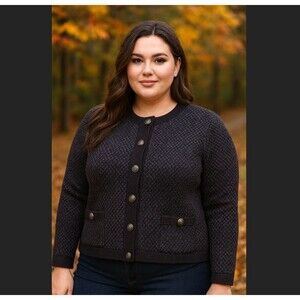 Torrid Cardigan Sweater 2X 18/20 Skull Button Up Black Chunky Knit Goth Academia